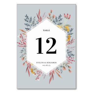 Numéro De Table Etanchéité Dusty Fleur sauvage Mariage botanique T