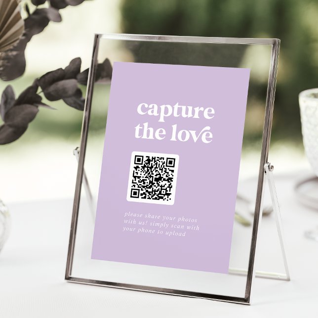 Numéro De Table Été rétro | Lavender Capture le signe d'amour (Retro Summer | Lavender Capture the Love Sign Table Number)