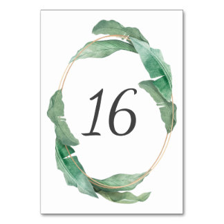 Numéro De Table été tropical aquarelle botanique vert feuille