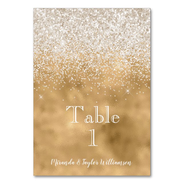 Numéro De Table Étincelle de Parties scintillant blanche en or Gla (Par défaut)