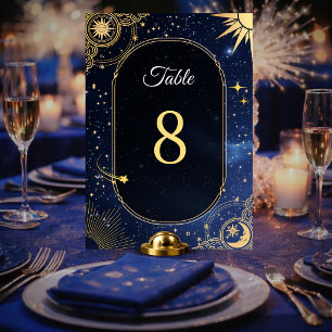Numéro De Table Étoile filante bleue Mariage céleste du soleil et