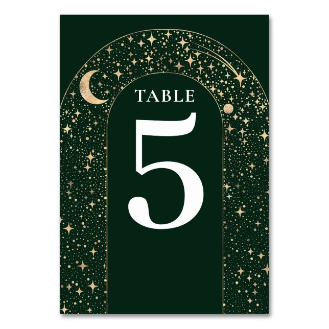 Numéro De Table Étoiles célestes Emerald Green Mariage (Par défaut)