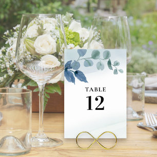 Numéro De Table Eucalyptus poussiéreux Aquarelle