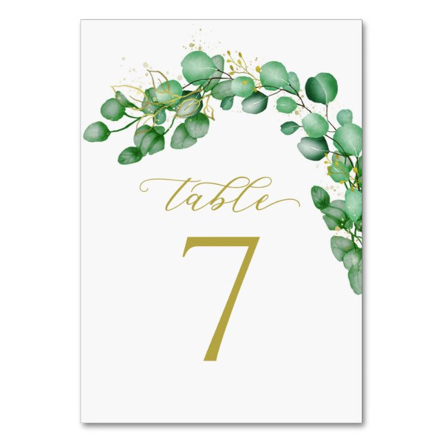 Numéro De Table Eucalyptus Verdure et Mariage de script élégant (Par défaut)