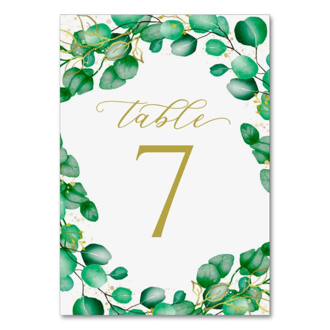 Numéro De Table Eucalyptus Verdure et Mariage de script élégant (Par défaut)