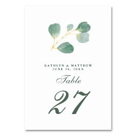 Numéro De Table Eucalyptus Verdure Moderne Élégant Mariage d'été