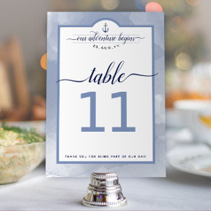 Numéro De Table #Événement de mariage à l'aquarelle bleu acier de