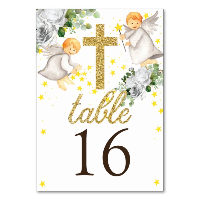 Numéro De Table Événements religieux Angels Gold Parties scintilla (Par défaut)