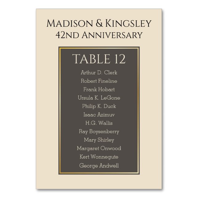 Numéro de table Fabuleux Couleur Événement Génériq (Par défaut)