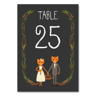 Numéro De Table Faire-Part de Mariage Rustique Boho avec Chats de 
