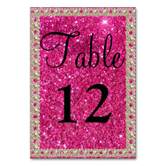 Numéro De Table Faux Gold Foil Hot rose Parties scintillant Mariag