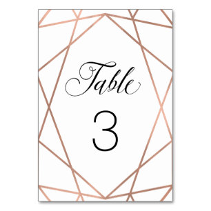 Numéro De Table Faux Rose Gold Géométrique moderne en blanc