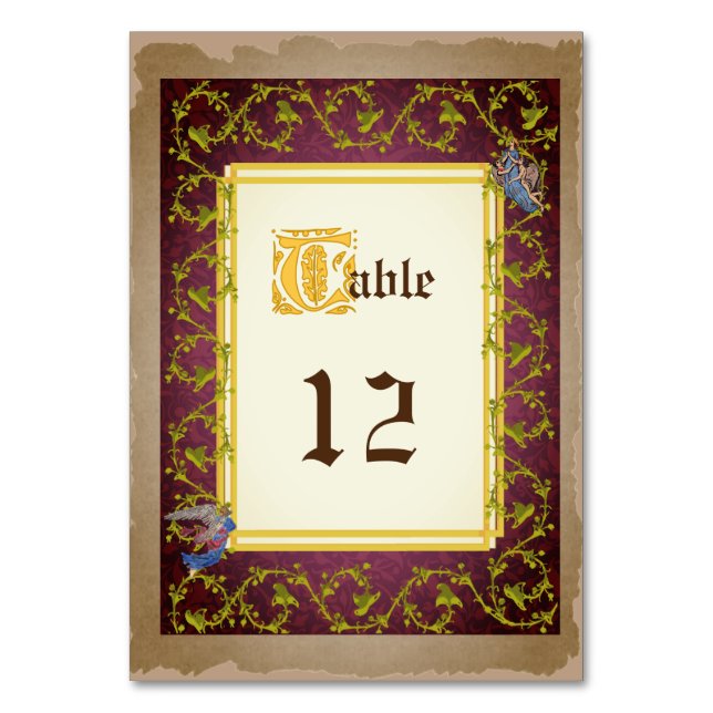 Numéro De Table Faux vers le haut Médiéval Illuminé Mariage manusc (Par défaut)