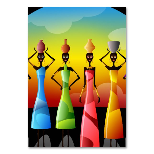 Numéro De Table Femmes africaines avec poterie sur la tête (Par défaut)