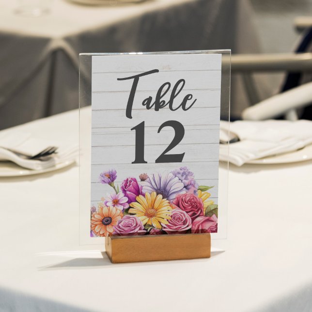 Numéro De Table Ferme Floral et Rustique Mariage de grange en bois (Créateur téléchargé)