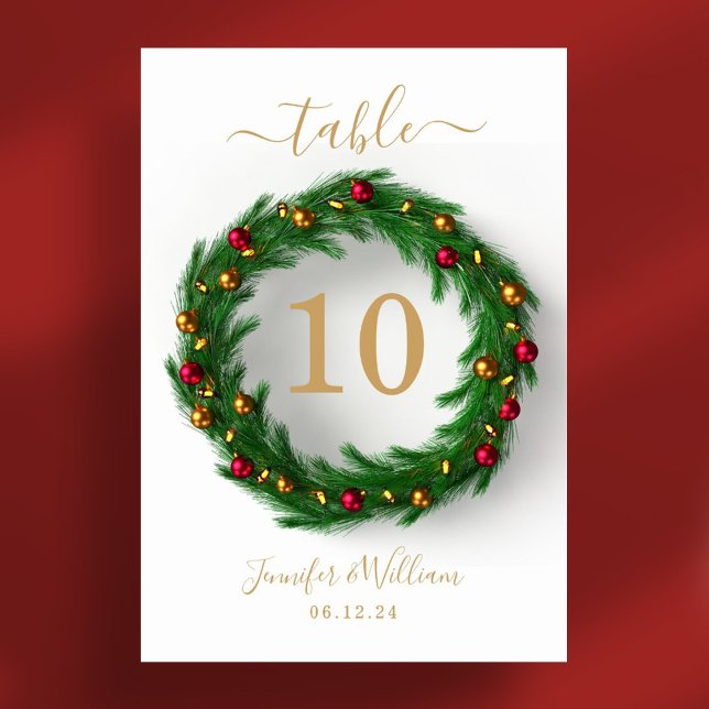 Numéro De Table Festive Wreath Xmas Mariage de vacances (Festive Wreath Xmas Holiday Wedding Table Number)