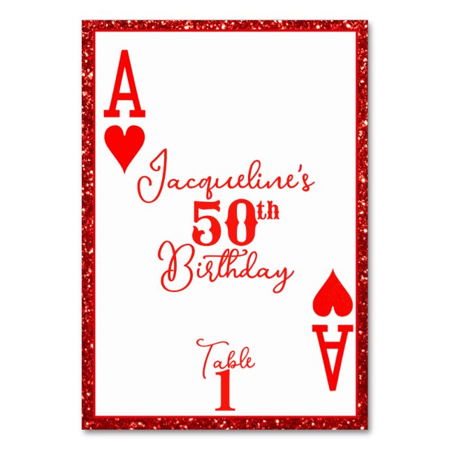 Numéro De Table Fête d'anniversaire As de cœur paillettes rouges é (Par défaut)
