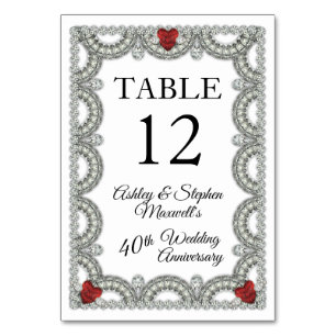 Numéro De Table Fête d'anniversaire de mariage de diamant