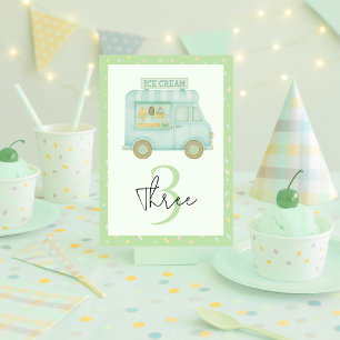 Numéro De Table Fête d'anniversaire du Camion Crème verte à la men