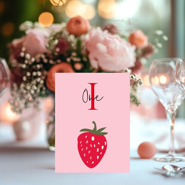Numéro De Table Fête d'anniversaire rose et rouge avec fraise (Créateur téléchargé)
