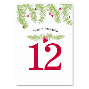 Numéro De Table Fête de fêtes vert sapin rouge noël