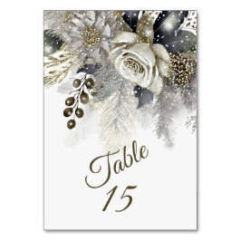 Numéro De Table Fête de mariage Argent Golden White Roses Fleurs