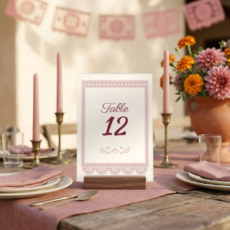Numéro De Table Fête de mariage mexicaine Dusty Rose Viva la Novia