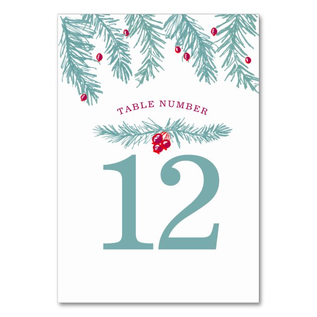 Numéro De Table Fête de Noël Fête bleue vert sapin rouge (Par défaut)