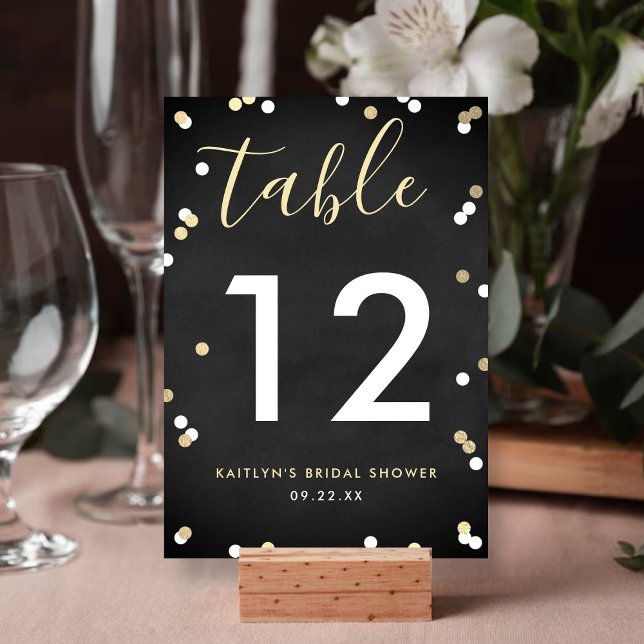 Numéro De Table Fête des mariées Confetti Gold Foil (Créateur téléchargé)