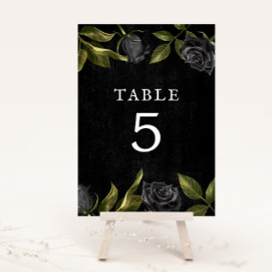 Numéro De Table Fête des mariées de Rose noir gothique