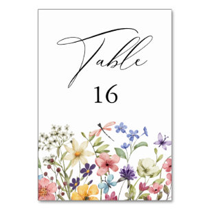 Numéro De Table Fête des mariées fleurie Fleur sauvage colorée mod