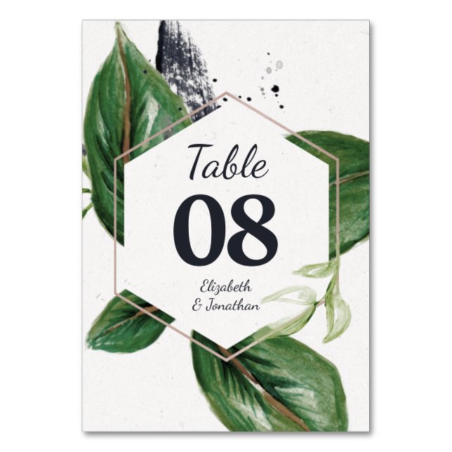 Numéro De Table Feuillage vert moderne de la jungle tropicale (Par défaut)