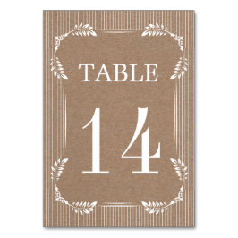 Numéro De Table Feuilles blancs, mariage papier kraft numéro de ta