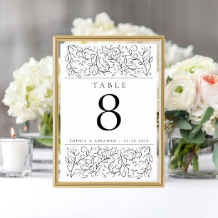 Numéro De Table Feuilles de défilement officiels Noir Blanc