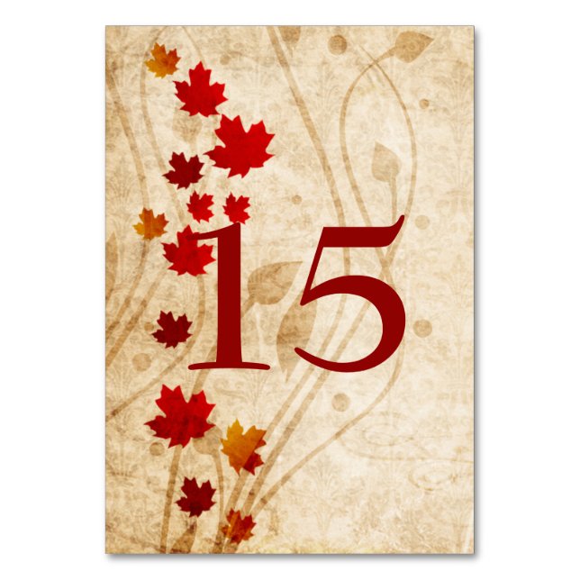 Numéro De Table Feuilles de l'érable d'automne, mariages rustiques (Par défaut)