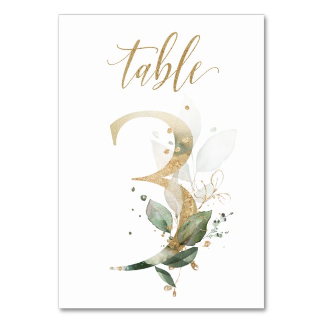 Numéro De Table Feuilles d'or vert Tableau 3, Numéro de tableau (Par défaut)