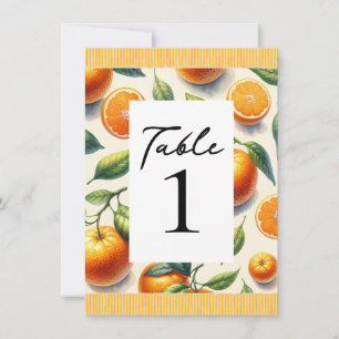 Numéro de table Feuilles d'orange au citron aquare