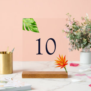 Numéro de table Feuilles et Fleurs Tropicales