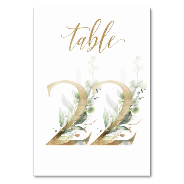 Numéro de table Feuilles Or Vert Table 22, Numéro  (Par défaut)