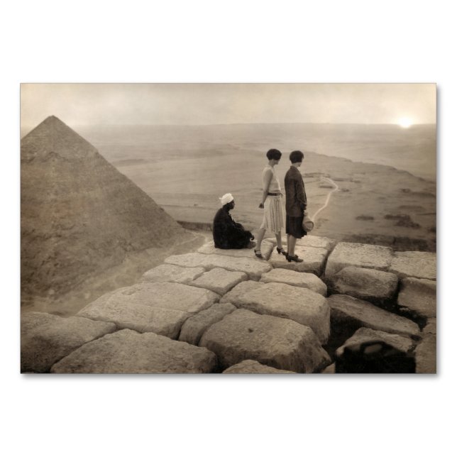 Numéro De Table Flapper Girls Sunrise Khufu Pyramid, Égypte 1920 (Devant)