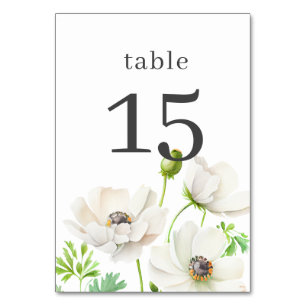 Numéro de table Fleur d'anémone blanche