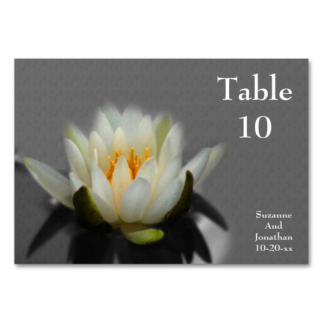 Numéro De Table Fleur Lotus Blanche Personnalisée (Devant)