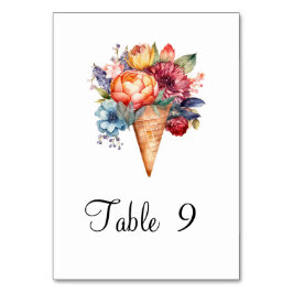 Numéro De Table Fleur rustique Fête des mariées de crème glacée