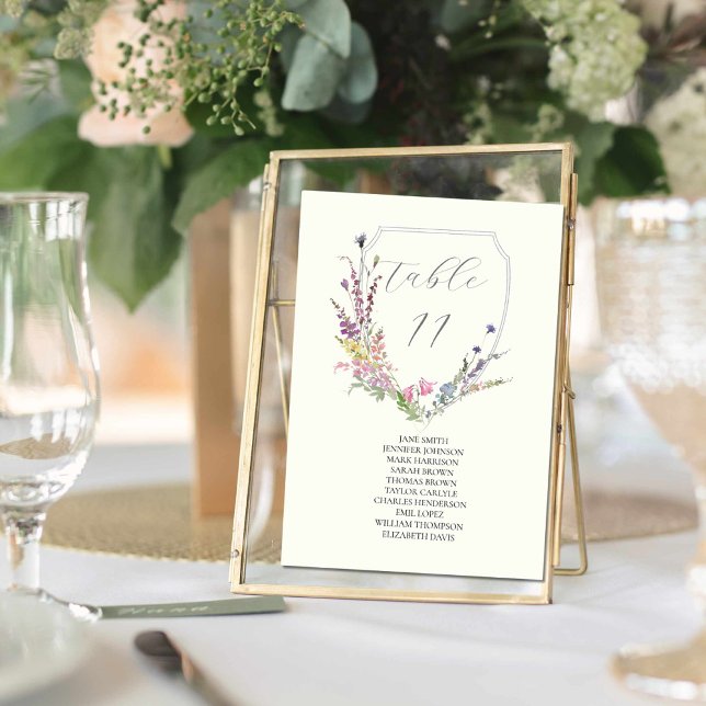 Numéro De Table Fleur sauvage aquarelle (wildflower table seating card)