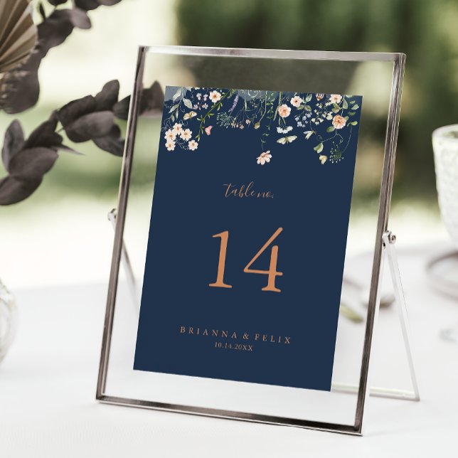 Numéro De Table Fleur sauvage de jardin d'automne Mariage minimali (Créateur téléchargé)