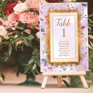 Numéro De Table Fleur sauvage lunatique Mariage rose 