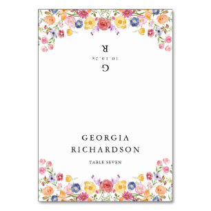 Numéro De Table Fleur sauvage Meadow Garden Wedding Boho Place Car