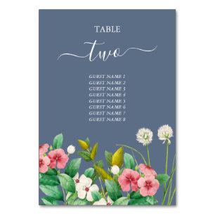 Numéro De Table Fleur sauvage Periwinkle Dusty Blue Mariage