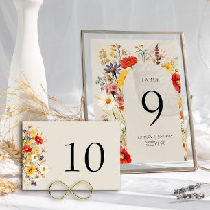 Numéro De Table Fleur sauvage rustique Floral Mariage Bold