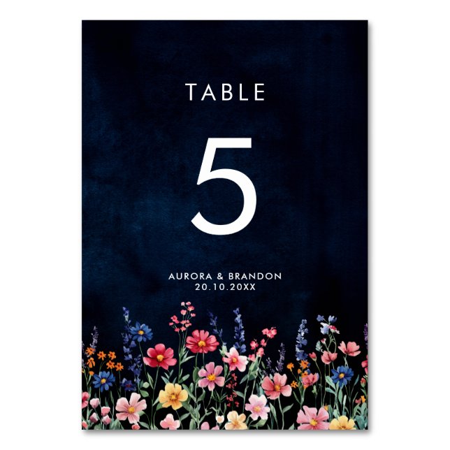 Numéro De Table Fleur sauvage Rustique Pays Boho Floral Marine Mar (Par défaut)